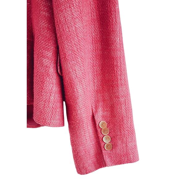 Talbots Pink Tweed Linen Blend Blazer Plus 14 Legally Blond Office Siren Preppy - Picture 3 of 7